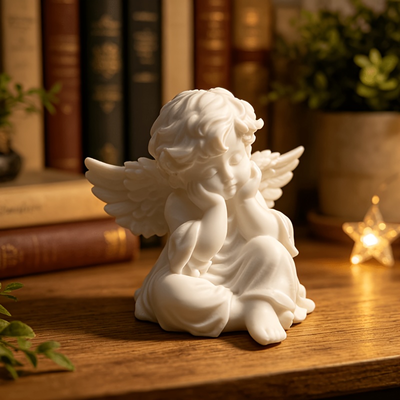 3D Printing Mockup - Милая белая статуэтка ангела, напечатанная на