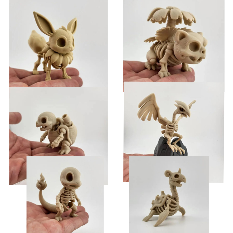 3D Printing Mockup - Модель скелета покемона: Эвей, Чармандер. Аниме-фэндогерати,