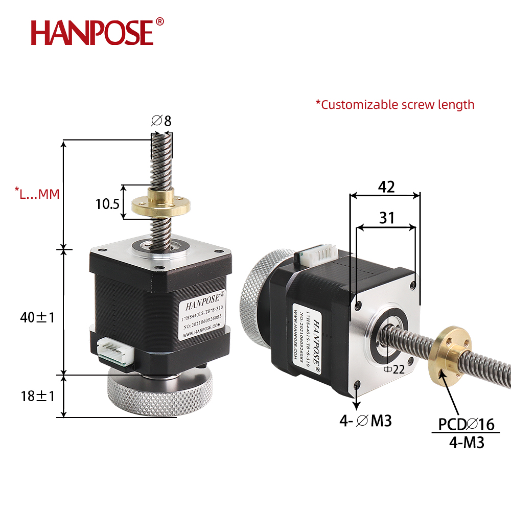 Lead Screw Stepper - 17HS4401S-T8*8 L310MM шаговый двигатель 1,7A 40N.CM